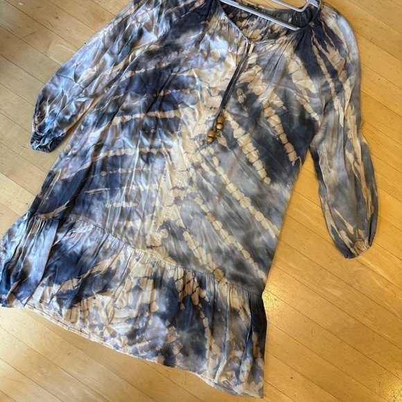 Boho tussle tie slit neck casual dress, Med. CB2021 - Picture 2 of 4